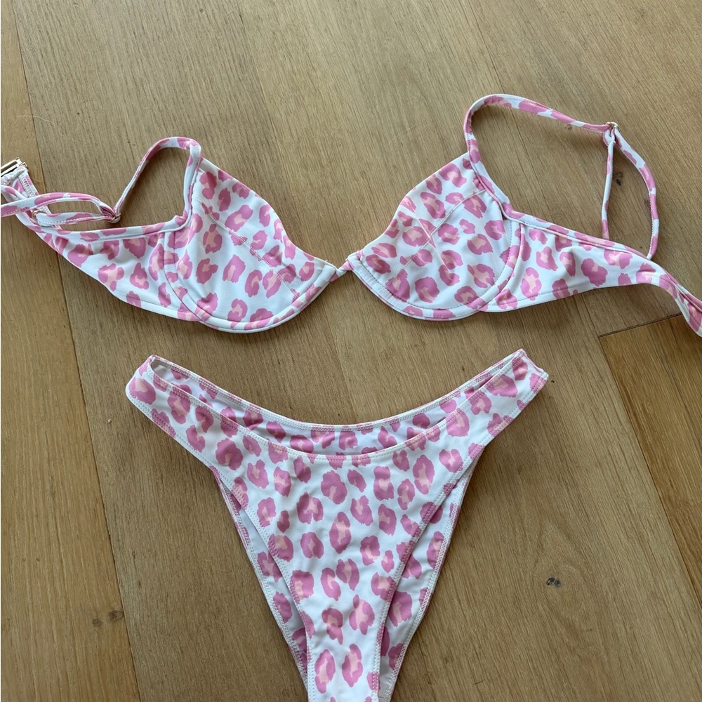 Pink Leopard Print Bikini Set